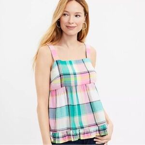 Loft Plaid tie back Top